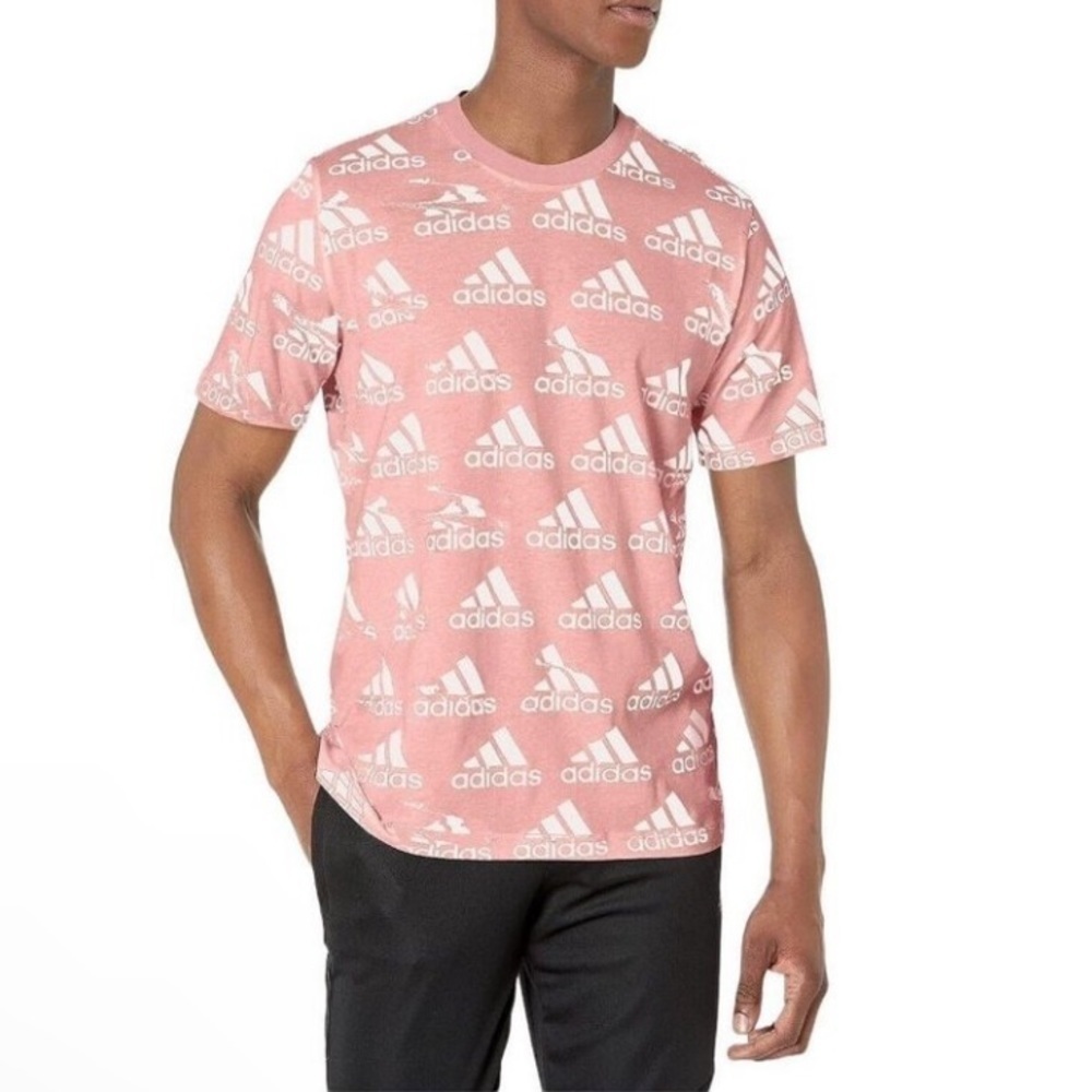 Adidas pink and white tee